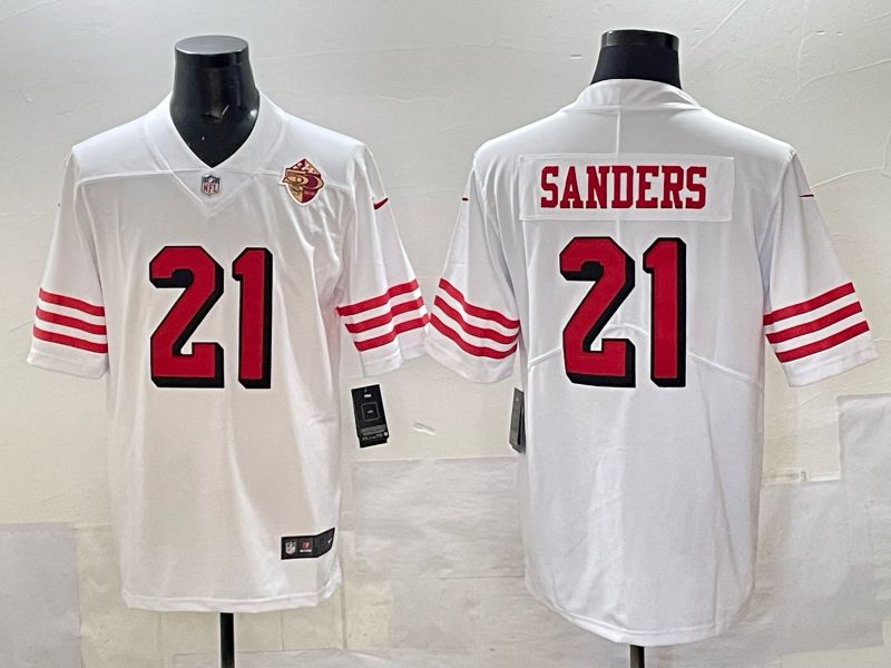 Men San Francisco 49ers 21 Sanders White Throwback Nike Limited NFL 2025 Jersey style 07